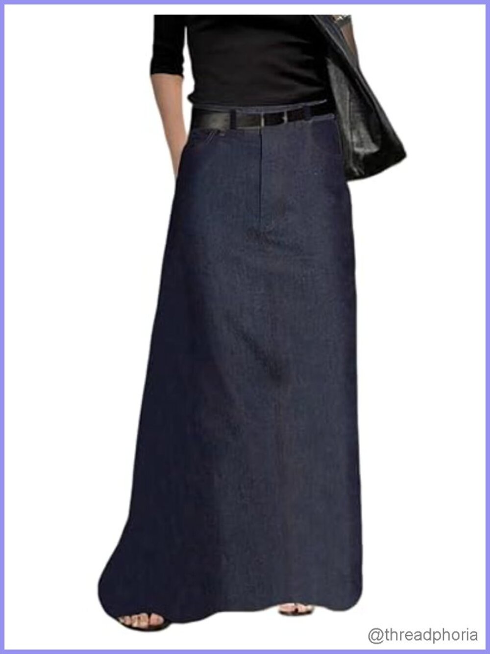 Women's High Waist H Line Long Maxi Skirt with Pockets Casual Floor Pencil